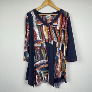 Parsley & Sage Women's Asymmetrical Handkerchief Hem Tunic – Size L